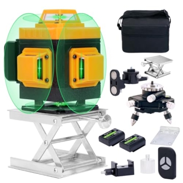 Laser Level Self Leveling 4x360° - 4D Green Cross Line 100 feet DIY Bright Laser Leveler for Pictur...