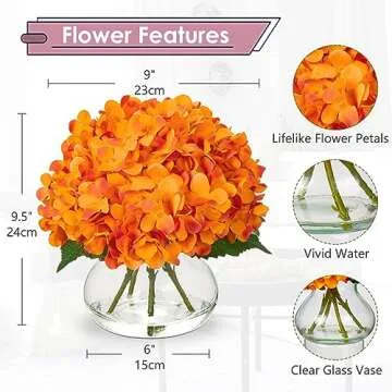 Hollyone Hydrangea Artificial Flowers in Vase - Elegant Silk Arrangements