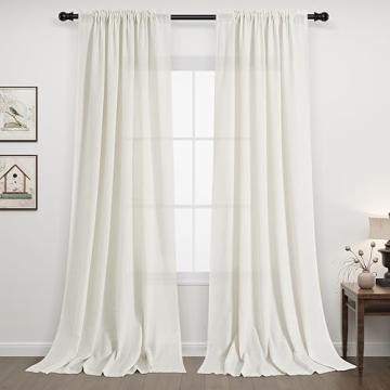 Stylish Linen Textured Curtains 108 inches for Living Room