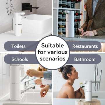 Secura Foaming Soap Dispenser, 10oz/300ml Touchless Automatic Soap Dispenser with Adjustable Volume Control, Rechargeable Hands Free Soap Dispenser for Kitchen, Bathroom