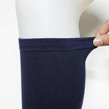 Tom & Mary Women’s Knee High Socks - Non-Slip, Stretch, Adjusted Calf, Solid Color, Soft, (SIZE 3-9 US W) (3-Pack) (Navy)