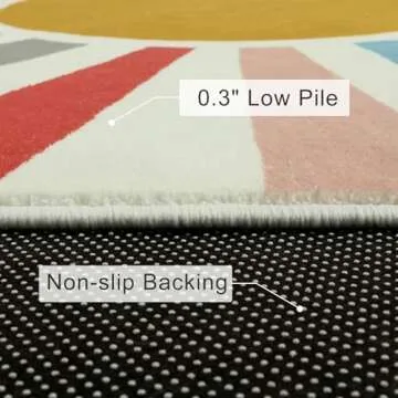 STARUIA Small Round Rug 4 Ft Washable Round Rug for Kids Room, Colorful Sun Circle Rug for Playroom, Non-Slip Circular Office Carpet Soft Rainbow Rug for Bedroom Reading Corner Dorm