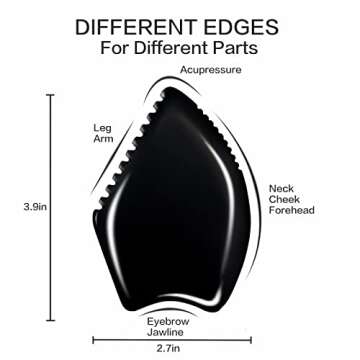 Contrybox Gua Sha Facial Tools, Natural Bian Stone Guasha Tool for Face & Puffiness Reducing, Gua Sh...