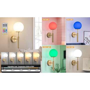 jengush Wall Sconce Battery Operated Wall Lights Set of 2，with Dimmable Battery Powered Bulb Non H...