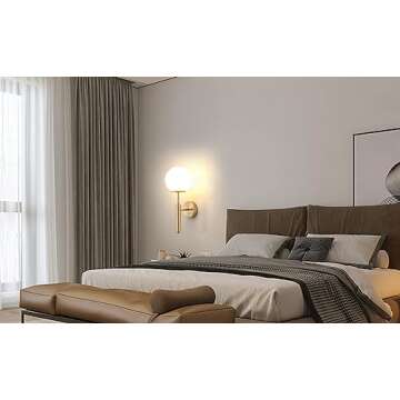 jengush Wall Sconce Battery Operated Wall Lights Set of 2，with Dimmable Battery Powered Bulb Non Hardwired Easy to Install，for Bedroom Farmhouse Bedside Reading Light (Color : Gold) … (Gold)