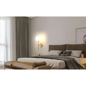 jengush Wall Sconce Battery Operated Wall Lights Set of 2，with Dimmable Battery Powered Bulb Non Hardwired Easy to Install，for Bedroom Farmhouse Bedside Reading Light (Color : Gold) … (Gold)