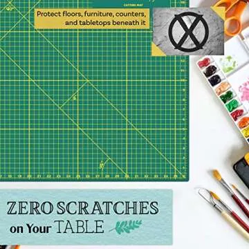 Crafty World 24 x 36 Cutting Mat for Sewing, Self Healing Double Sided Quilting Crafts Mat - Fabric Cutting Mat - Non Slip surface - Rotary Cutting Board Green