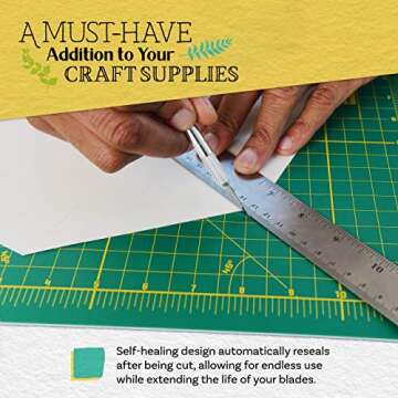 Crafty World 24 x 36 Cutting Mat for Sewing, Self Healing Double Sided Quilting Crafts Mat - Fabric Cutting Mat - Non Slip surface - Rotary Cutting Board Green