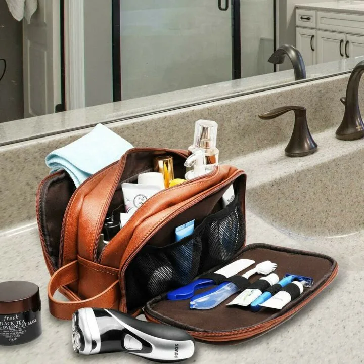 Men's Large Capacity PU Leather Toiletry Bag