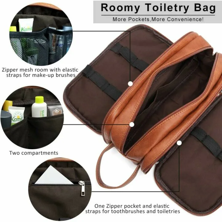 Men's Large Capacity PU Leather Toiletry Bag