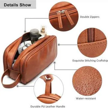 Men's Large Capacity PU Leather Toiletry Bag