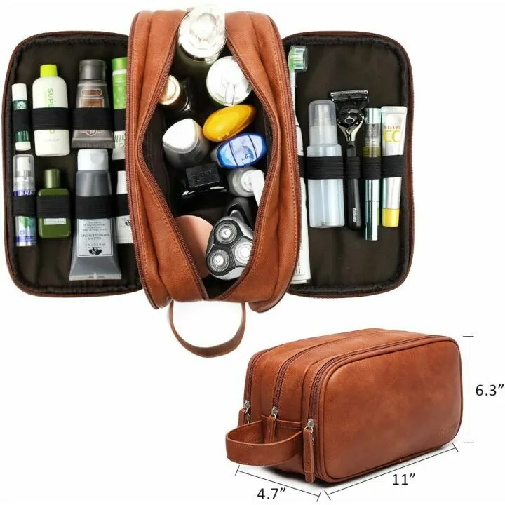 Men's Large Capacity PU Leather Toiletry Bag
