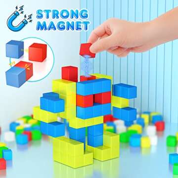 FAMOPLAY 60PCS Magnetic Blocks, Building Blocks Magnet Toys 3D Magnetic Cubes 1.0 Inch for Toddlers Kids Age 3-5 and Up Education Sensory Stem Toys for Boys and Girls