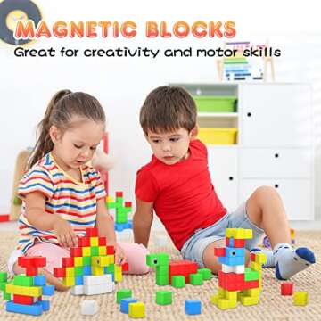 FAMOPLAY 60PCS Magnetic Blocks, Building Blocks Magnet Toys 3D Magnetic Cubes 1.0 Inch for Toddlers Kids Age 3-5 and Up Education Sensory Stem Toys for Boys and Girls