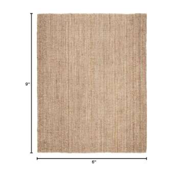 SAFAVIEH Natural Fiber Collection Area Rug - 6' x 9', Natural, Handmade Chunky Textured Jute 0.75-in...