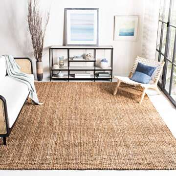 SAFAVIEH Natural Fiber Collection Area Rug - 6' x 9', Natural, Handmade Chunky Textured Jute 0.75-inch Thick, Ideal for High Traffic Areas in Living Room, Bedroom (NF447A)