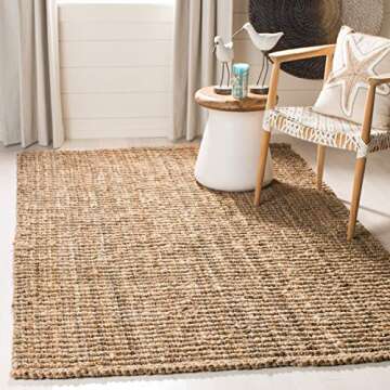 SAFAVIEH Natural Fiber Collection Area Rug - 6' x 9', Natural, Handmade Chunky Textured Jute 0.75-inch Thick, Ideal for High Traffic Areas in Living Room, Bedroom (NF447A)