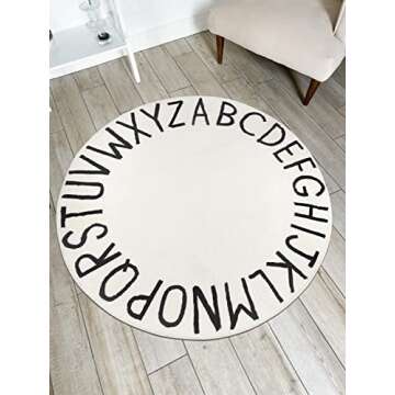 Topotdor Round Kids Play Rug Alphabet Nursery Area Rug Extra Large Soft Crawling Play Mat for Childr...