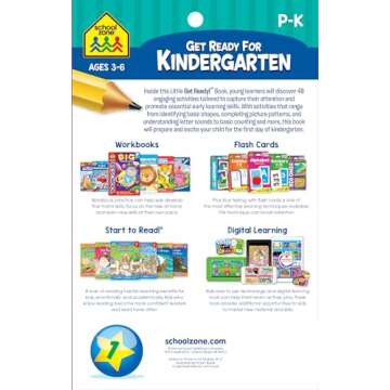 School Zone - Get Ready for Kindergarten Workbook - Ages 3 to 6, Preschool to Kindergarten, Letters,...