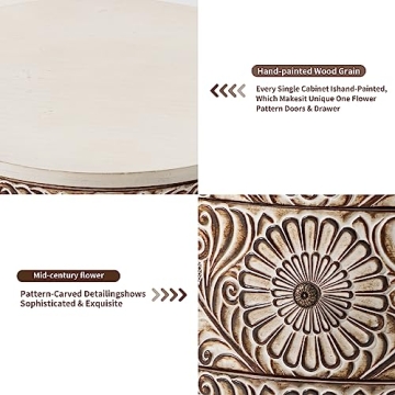 Elegant HOMPUS Round End Table with 3 Storage Drawers