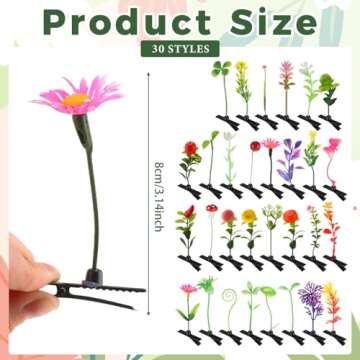 30 Pcs Bean Sprout Hair Clips Mixed Style Plant Hairpins Flower Plant Hair Clip Little Grass Barrett...