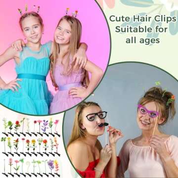 30 Pcs Bean Sprout Hair Clips Mixed Style Plant Hairpins Flower Plant Hair Clip Little Grass Barrette Butterfly Headwear Hair Accessories for Women Girl School Home Party Christmas (Cute)