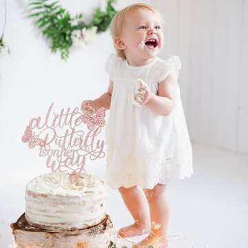 Kaoenla A Little Butterfly Is On Her Way Cake Topper - Baby Shower & Gender Reveal Decorations