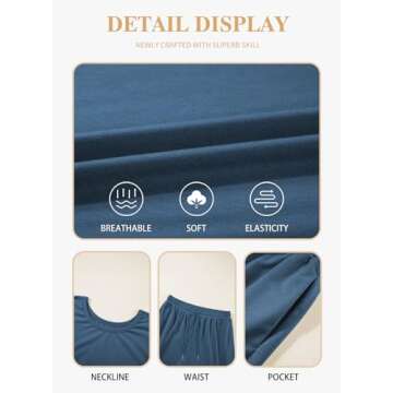 Eytino Women's Plus Size Sets Casual Cap Sleeve Tops High Waist Long Lounge Sweatpants Two Pieces Tracksuits Oversized Pajama Sets Blue 2X