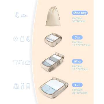 BAGSMART Keep Shape Packing Cubes, 7 Set Packing Cubes for Travel, Lightweight Travel Cubes for Pack...