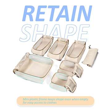 BAGSMART Keep Shape Packing Cubes, 7 Set Packing Cubes for Travel, Lightweight Travel Cubes for Packing, Suitcase Organizer Bags Set for Travel Essentials