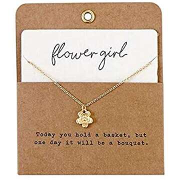 Mud Pie Charm Necklace Flower Girl, Gold, 8" Drop