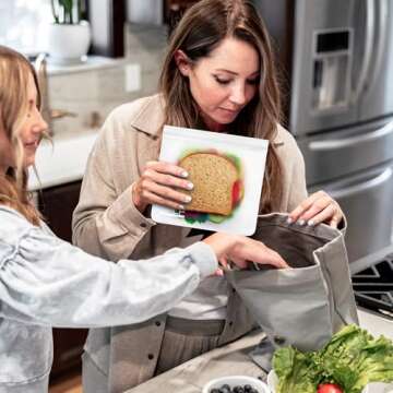 SPLF 6 Pack Dishwasher Safe Reusable Gallon Freezer Bags, BPA FREE Extra Thick Reusable Storage Bags Leakproof Silicone and Plastic Free for Marinate Meats, Cereal, Sandwich, Snack, Travel Items