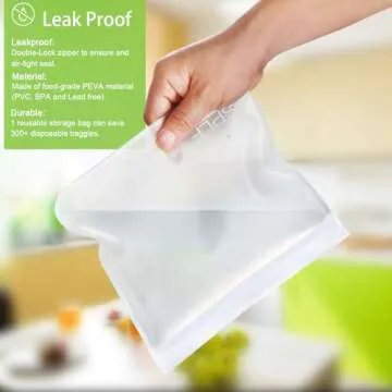 SPLF 6 Pack Dishwasher Safe Reusable Gallon Freezer Bags, BPA FREE Extra Thick Reusable Storage Bags Leakproof Silicone and Plastic Free for Marinate Meats, Cereal, Sandwich, Snack, Travel Items