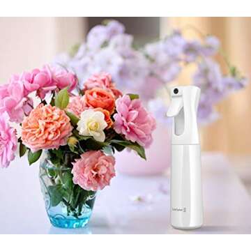 Water Spray Bottle for Hair (White - 10oz), Hair Spray Bottle, Fine Plant Mister, Automatic Spray Bottle, Continuous Empty Spray Bottle for Hair Styling, Skin Care, Cleaning, Salons, Face & Plants