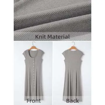 AlvaQ Light Grey Summer Midi Dress for Women 2025
