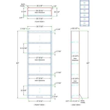 Concepts In Wood 84" Traditional Wood Bookcase with 4 Adjustable Shelves & 2 Fixed Shelves, Assembly Required, for Laundry/Bedroom/Kitchen/Garage/Office, in Dry Oak Finish