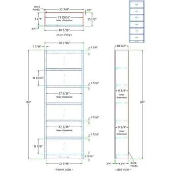 Concepts In Wood 84" Traditional Wood Bookcase with 4 Adjustable Shelves & 2 Fixed Shelves, Assembly Required, for Laundry/Bedroom/Kitchen/Garage/Office, in Dry Oak Finish