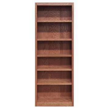 Concepts In Wood 84" Traditional Wood Bookcase with 4 Adjustable Shelves & 2 Fixed Shelves, Assembly Required, for Laundry/Bedroom/Kitchen/Garage/Office, in Dry Oak Finish