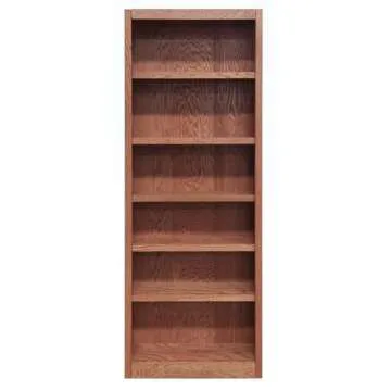 Concepts In Wood 84" Traditional Wood Bookcase with 4 Adjustable Shelves & 2 Fixed Shelves, Assembly Required, for Laundry/Bedroom/Kitchen/Garage/Office, in Dry Oak Finish