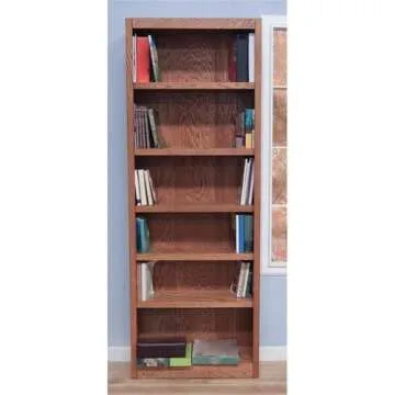 Concepts In Wood 84" Traditional Wood Bookcase with 4 Adjustable Shelves & 2 Fixed Shelves, Assembly Required, for Laundry/Bedroom/Kitchen/Garage/Office, in Dry Oak Finish