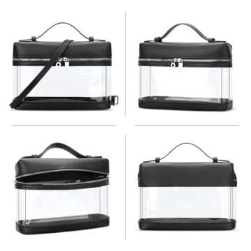 KKXIU Trendy Clear Purses for Women Stadium Approved Transparent Small Crossbody See Through Bags for Concerts Sports (Black)