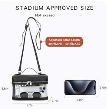 KKXIU Trendy Clear Purses for Women Stadium Approved Transparent Small Crossbody See Through Bags for Concerts Sports (Black)