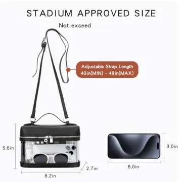 KKXIU Trendy Clear Purses for Women Stadium Approved Transparent Small Crossbody See Through Bags for Concerts Sports (Black)