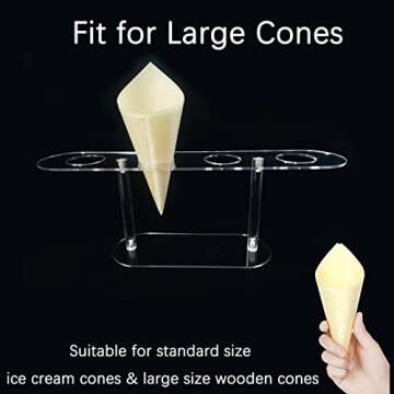 BLBYHO 1 Pack Large Holes Acrylic Ice Cream Cone Holder, Charcuterie Food Cone Holder, Waffle Cone Holder Stand, 4 Holes…