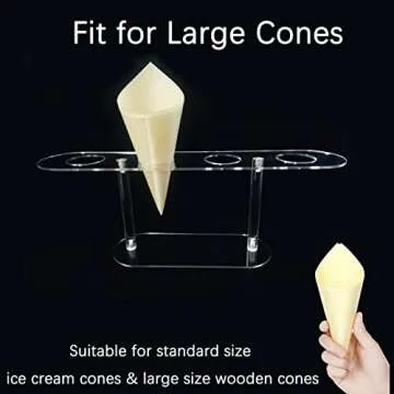 BLBYHO 1 Pack Large Holes Acrylic Ice Cream Cone Holder, Charcuterie Food Cone Holder, Waffle Cone Holder Stand, 4 Holes…