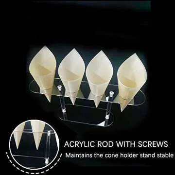 BLBYHO 1 Pack Large Holes Acrylic Ice Cream Cone Holder, Charcuterie Food Cone Holder, Waffle Cone Holder Stand, 4 Holes…