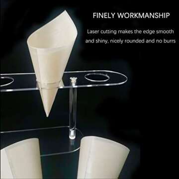 BLBYHO 1 Pack Large Holes Acrylic Ice Cream Cone Holder, Charcuterie Food Cone Holder, Waffle Cone Holder Stand, 4 Holes…