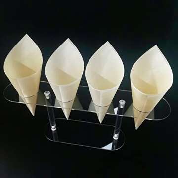 BLBYHO 1 Pack Large Holes Acrylic Ice Cream Cone Holder, Charcuterie Food Cone Holder, Waffle Cone Holder Stand, 4 Holes…