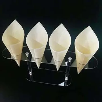 BLBYHO 1 Pack Large Holes Acrylic Ice Cream Cone Holder, Charcuterie Food Cone Holder, Waffle Cone Holder Stand, 4 Holes…