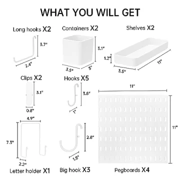 VUSIGN Pegboard Organizer Kit with 4 Panels & 17 Accessories